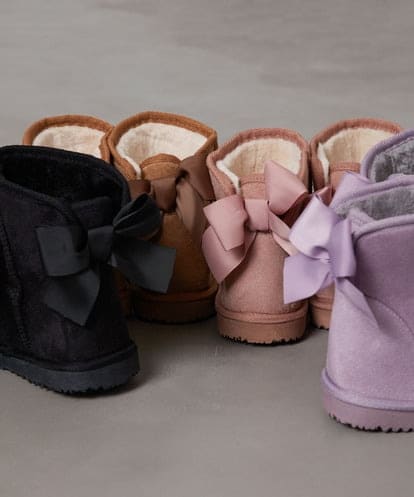 KG6AV20034 a.v.v KIDS [KIDS]【撥水加工/8サイズ展開】リボン付フェイクムートンブーツ[WEB限定サイズ]