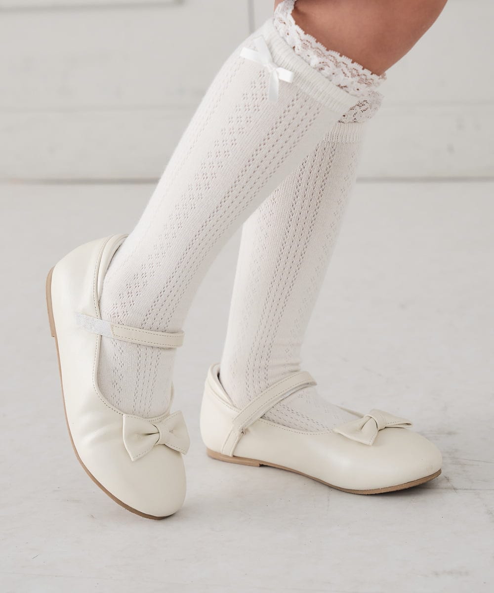 KG6CD30046 a.v.v KIDS(アー・ヴェ・ヴェ) [KIDS]リボンバレエシューズ ホワイト