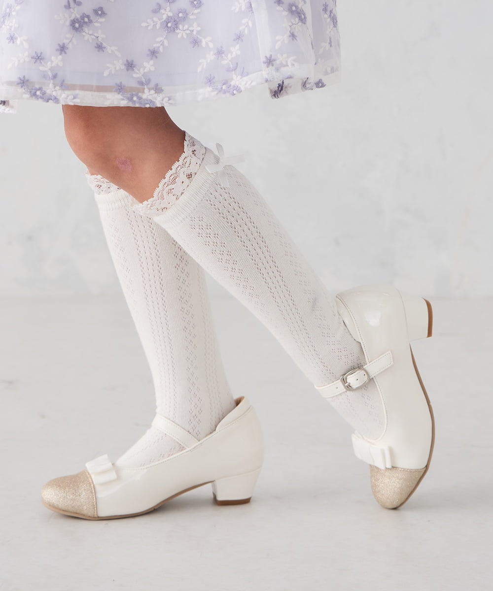 KG6CD31046 a.v.v KIDS(アー・ヴェ・ヴェ) [KIDS]リボンヒールパンプス アイボリー