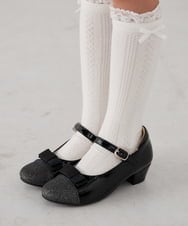 KG6CD31046 a.v.v KIDS(アー・ヴェ・ヴェ) [KIDS]リボンヒールパンプス ブラック