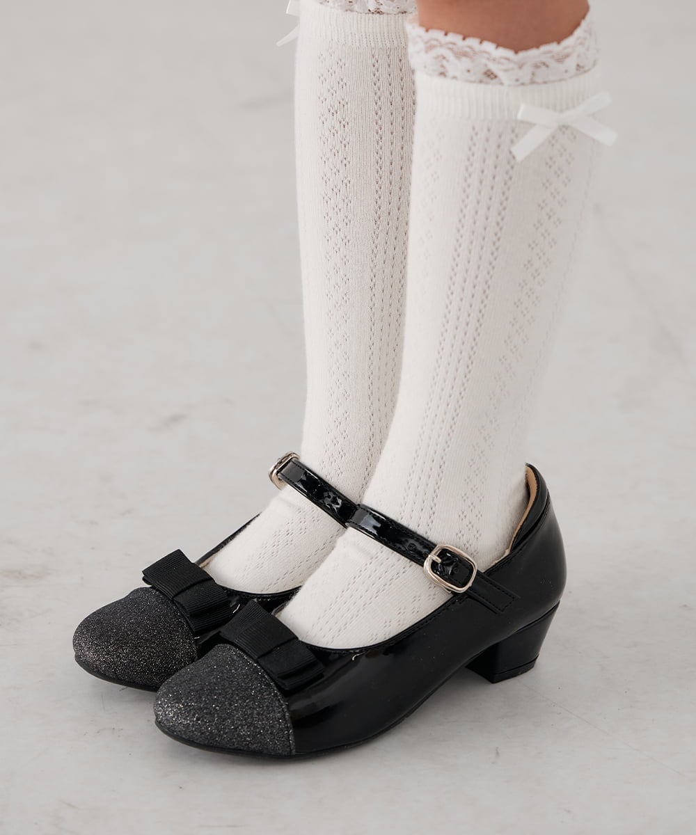 KG6CD31046 a.v.v KIDS(アー・ヴェ・ヴェ) [KIDS]リボンヒールパンプス ブラック