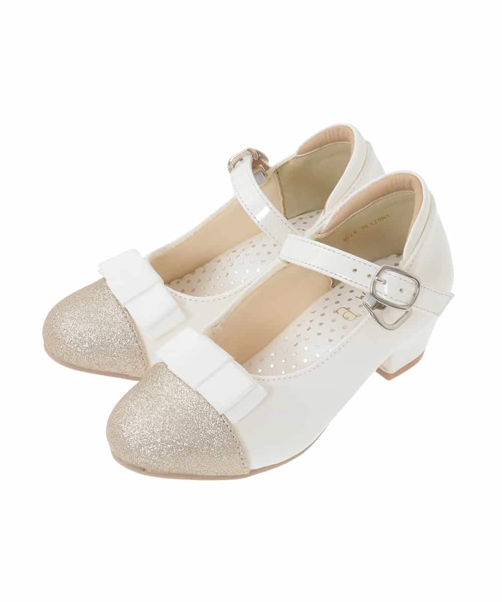 KG6CD31046 a.v.v KIDS(アー・ヴェ・ヴェ) [18/19/20cm]【セレモニー】リボンヒールパンプス アイボリー