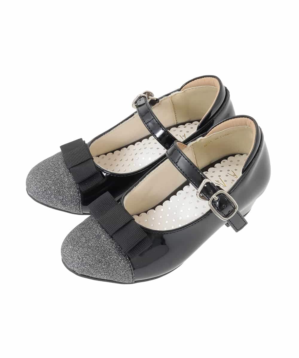 KG6CD31046 a.v.v KIDS(アー・ヴェ・ヴェ) [18/19/20cm]【セレモニー】リボンヒールパンプス ブラック