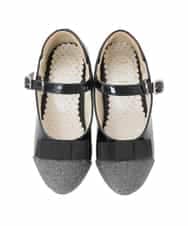 KG6CD31046 a.v.v KIDS(アー・ヴェ・ヴェ) [18/19/20cm]【セレモニー】リボンヒールパンプス ブラック