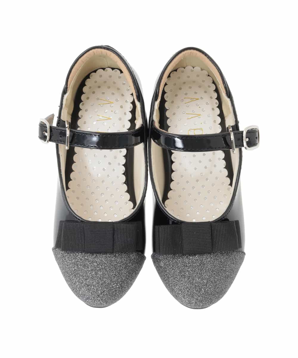 KG6CD31046 a.v.v KIDS(アー・ヴェ・ヴェ) [18/19/20cm]【セレモニー】リボンヒールパンプス ブラック