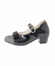 KG6CD31046 a.v.v KIDS(アー・ヴェ・ヴェ) [18/19/20cm]【セレモニー】リボンヒールパンプス ブラック