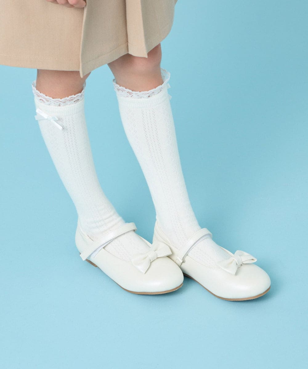KG6CG01046 a.v.v KIDS(アー・ヴェ・ヴェ) [18/19/20cm]【セレモニー】リボンバレエシューズ アイボリー