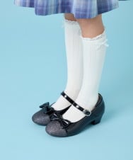 KG6CG02046 a.v.v KIDS(アー・ヴェ・ヴェ) [18/19/20cm]【セレモニー】リボンヒールパンプス ブラック