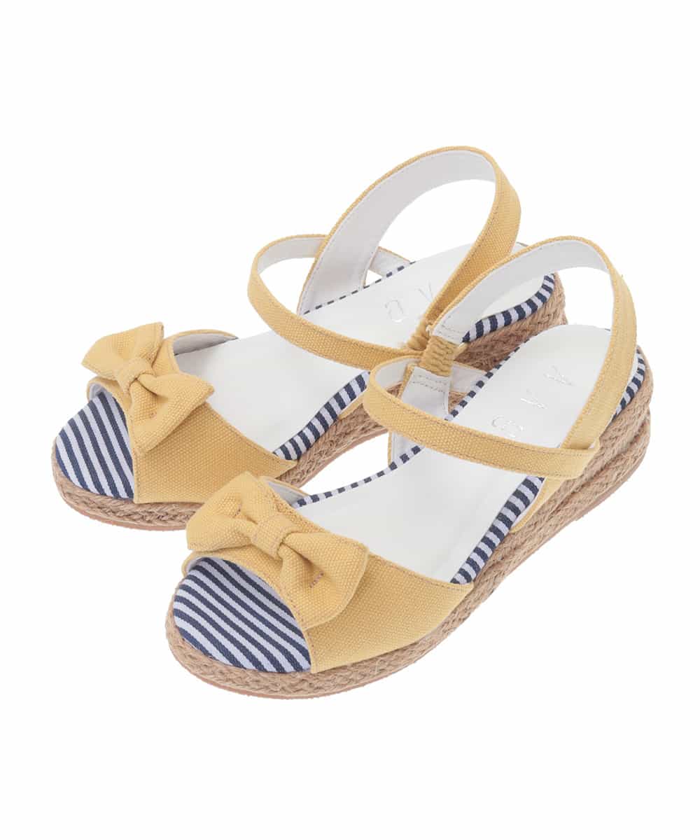 KG6GJ21029 a.v.v KIDS(アー・ヴェ・ヴェ) [KIDS]リボンジュートウェッジサンダル[WEB限定サイズ] イエロー