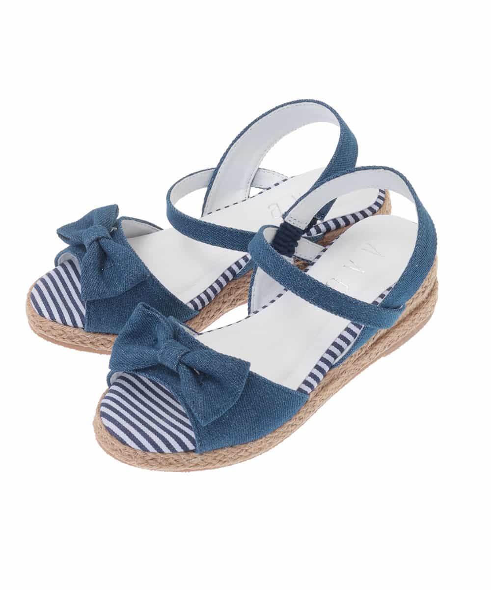 KG6GJ21029 a.v.v KIDS(アー・ヴェ・ヴェ) [KIDS]リボンジュートウェッジサンダル[WEB限定サイズ] ネイビー