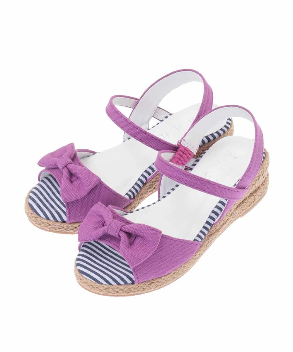 KG6GJ21029 a.v.v KIDS(アー・ヴェ・ヴェ) [KIDS]リボンジュートウェッジサンダル[WEB限定サイズ] パープル