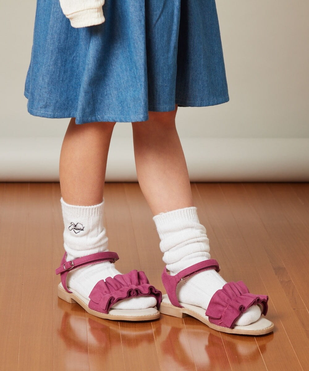 KG6GS21039 a.v.v KIDS(アー・ヴェ・ヴェ) [KIDS]フリルフラットサンダル[WEB限定サイズ] 【WEB限定カラー】ピンク