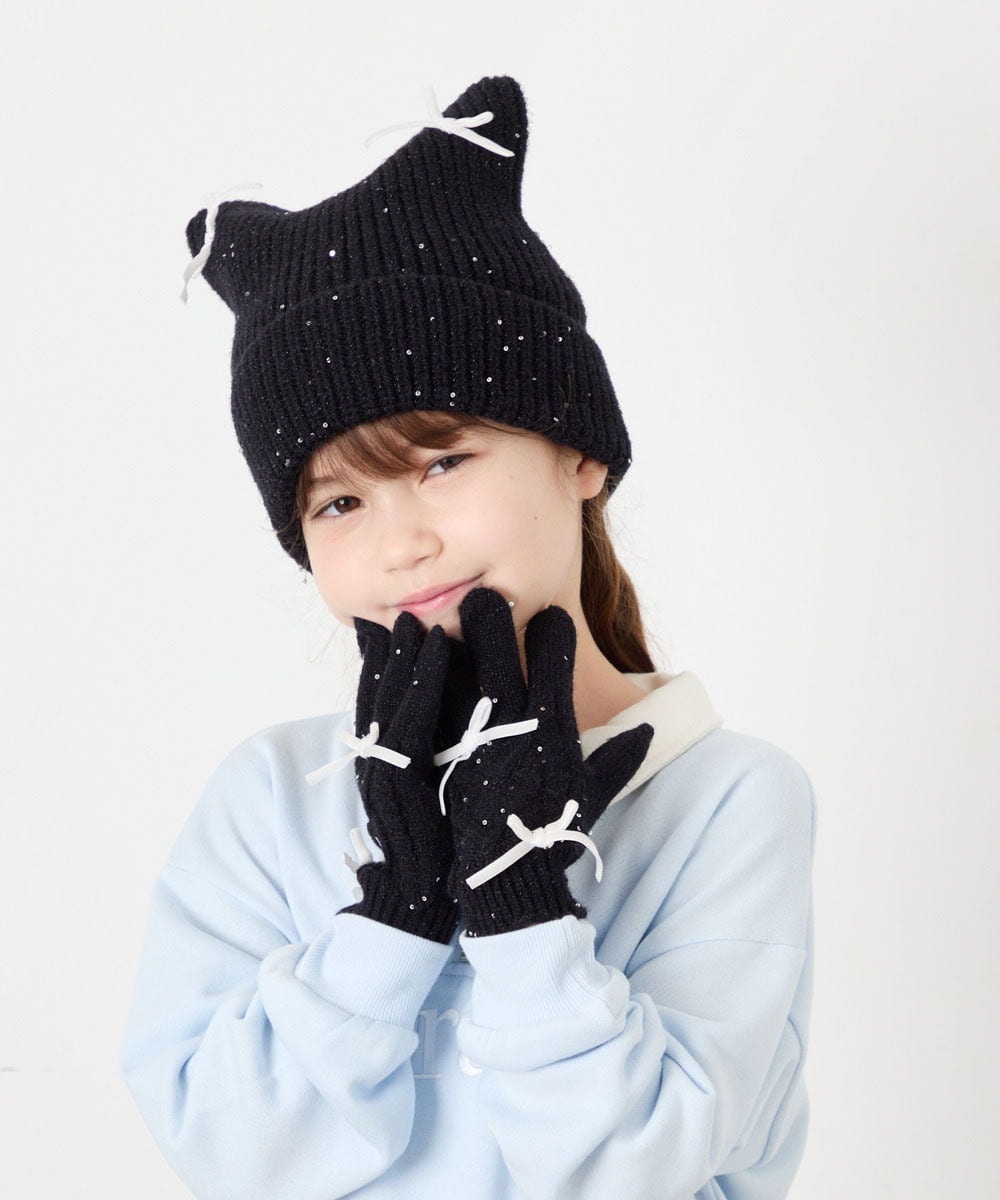 KG7AG30021 a.v.v KIDS(アー・ヴェ・ヴェ) 【洗える】ﾈｺﾐﾐﾜｯﾁﾎﾞｳ ブラック