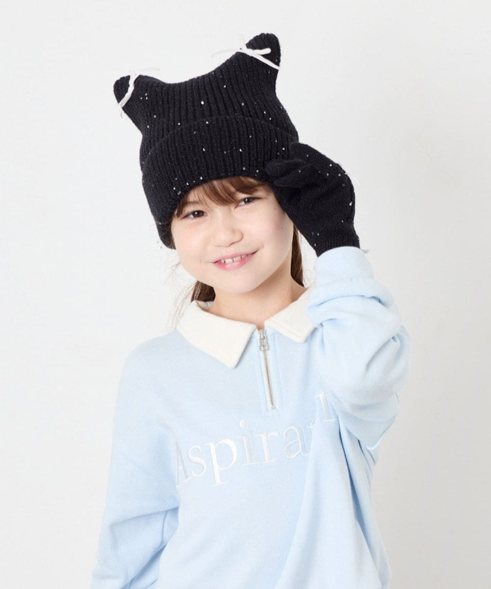 KG7AG30021 a.v.v KIDS(アー・ヴェ・ヴェ) 【洗える】ﾈｺﾐﾐﾜｯﾁﾎﾞｳ ブラック