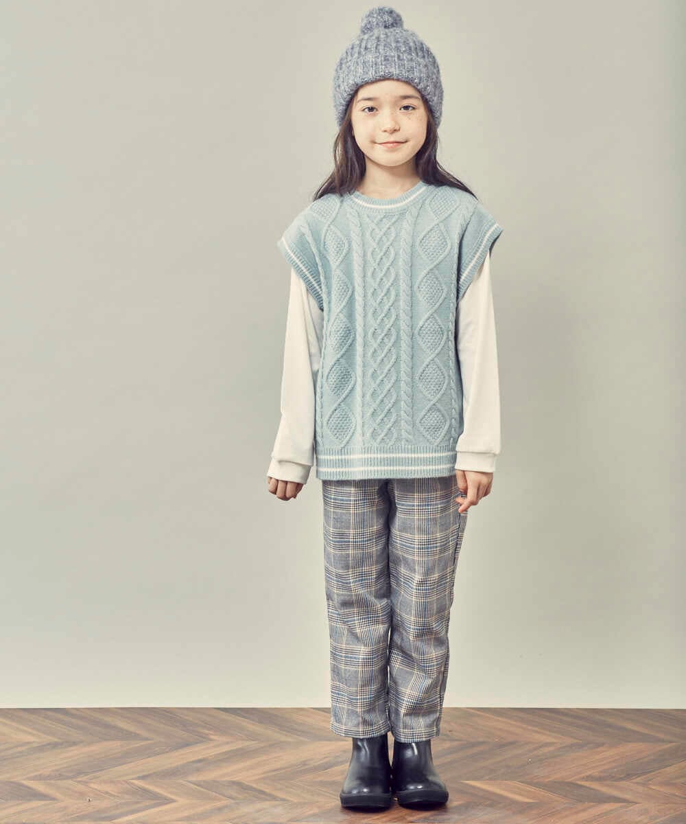 KG7AS20024 a.v.v KIDS(アー・ヴェ・ヴェ) [KIDS]ポンポン付きニットワッチ グレー