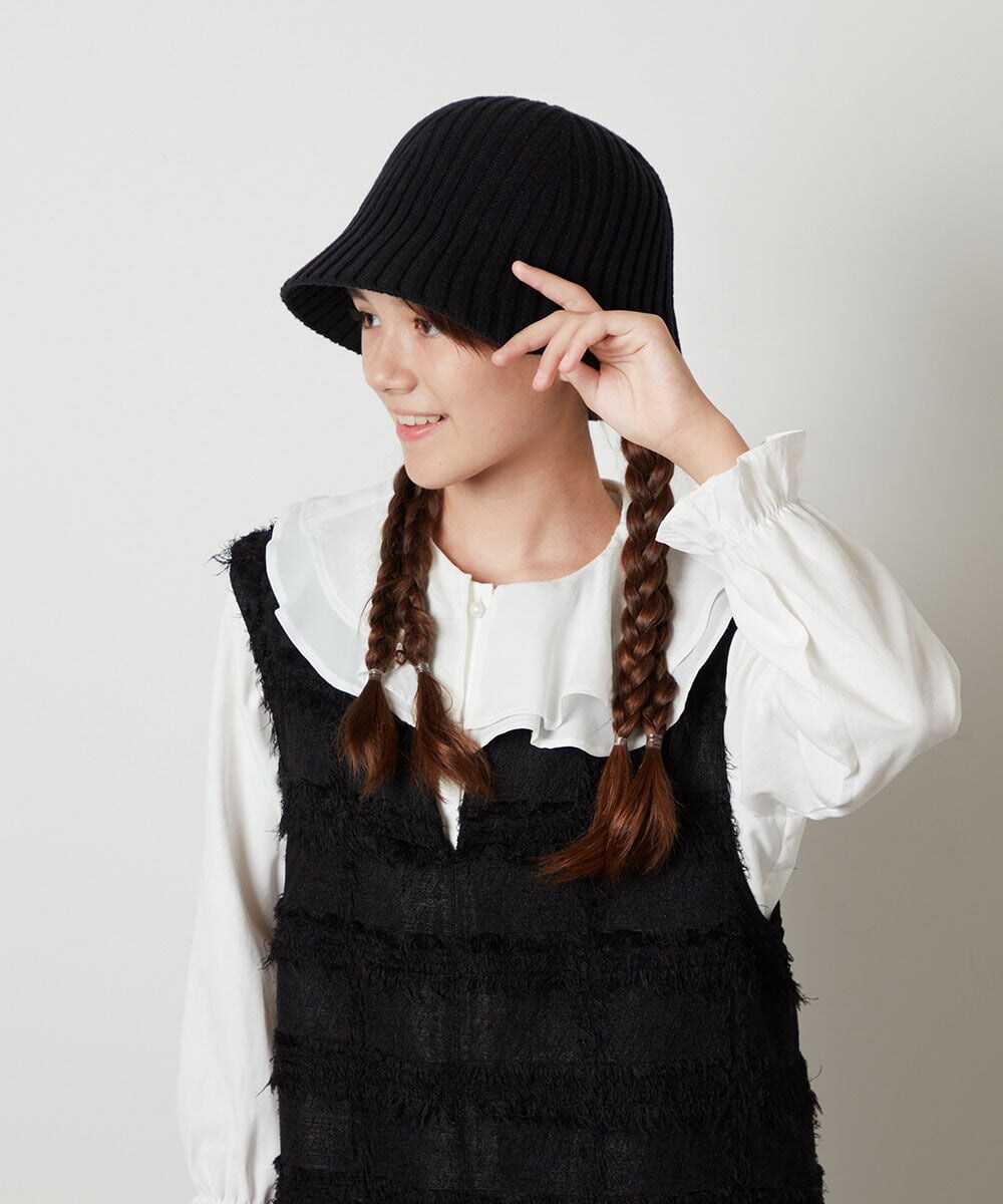 KG7AV10029 a.v.v KIDS(アー・ヴェ・ヴェ) [KIDS]リブニットバケットハット ブラック
