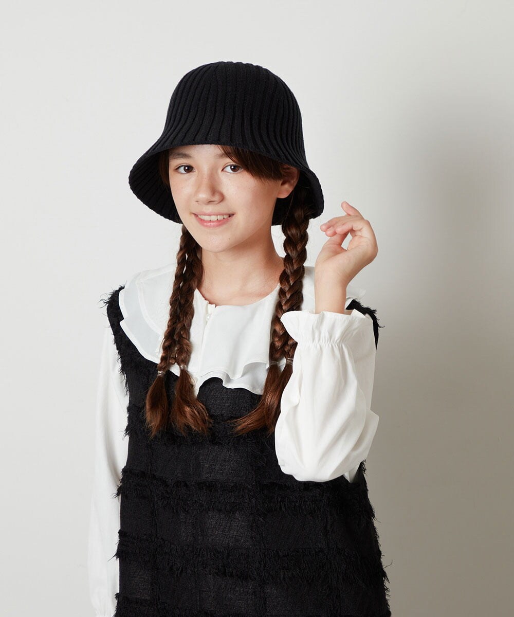 KG7AV10029 a.v.v KIDS(アー・ヴェ・ヴェ) [KIDS]リブニットバケットハット ブラック