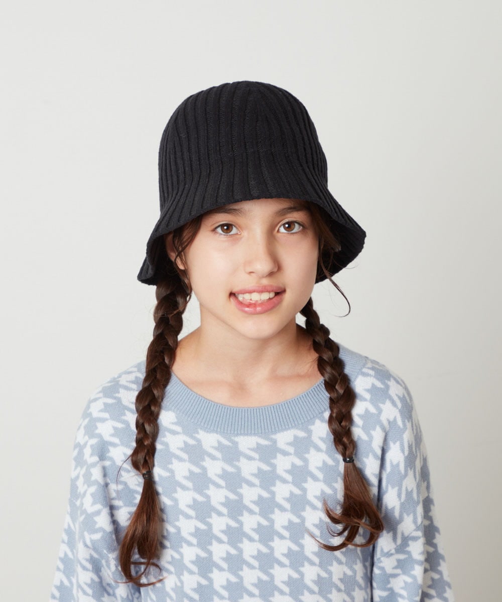 KG7AV10029 a.v.v KIDS(アー・ヴェ・ヴェ) [KIDS]リブニットバケットハット ブラック