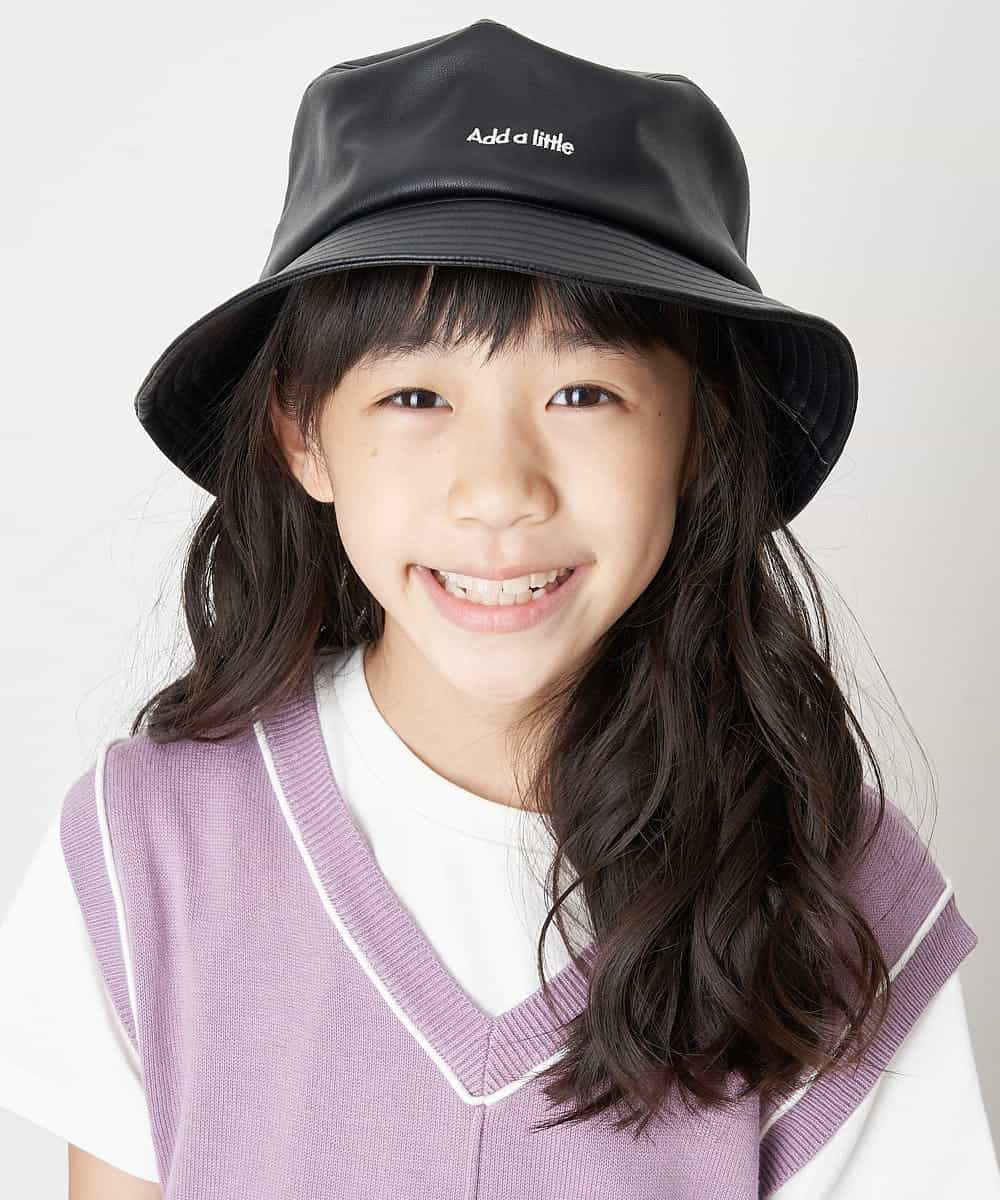 KG7JM01024 a.v.v KIDS(アー・ヴェ・ヴェ) [KIDS]フェイクレザーバケットハット ブラック