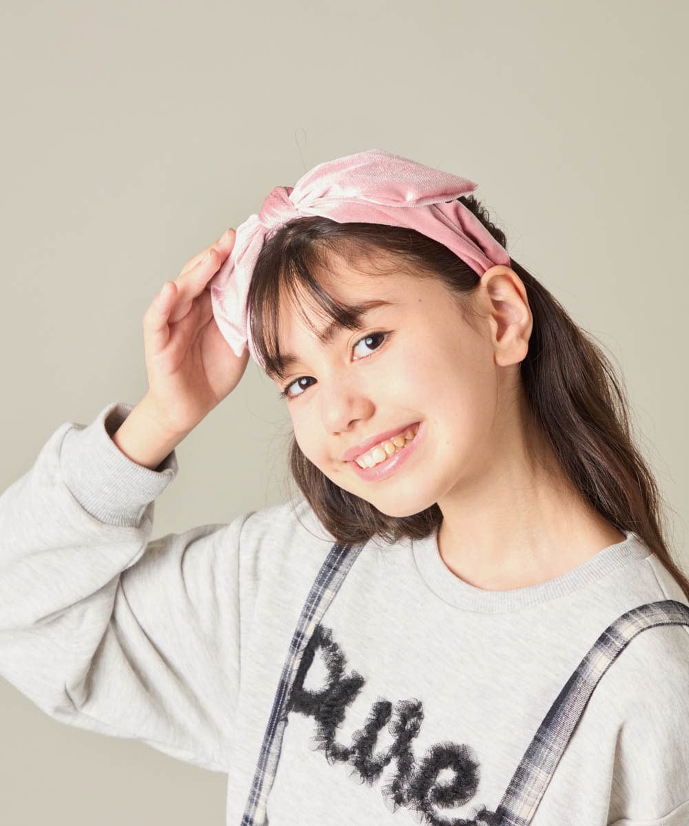 KGHAD01014 a.v.v KIDS(アー・ヴェ・ヴェ) [KIDS]ベロアリボンカチューシャ ピンク