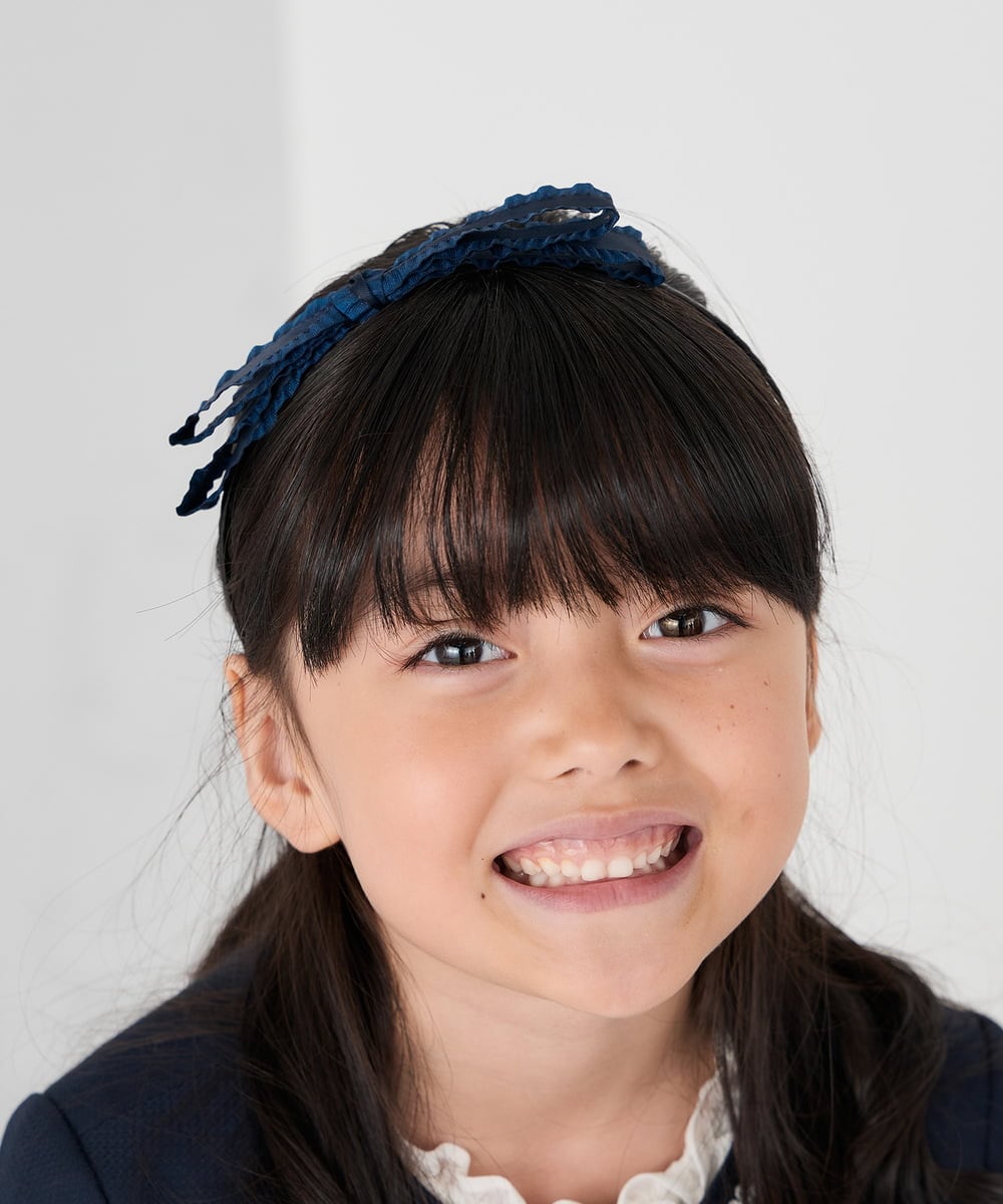 KGHCD30016 a.v.v KIDS(アー・ヴェ・ヴェ) [KIDS]グログランフリルリボンカチューシャ ネイビー