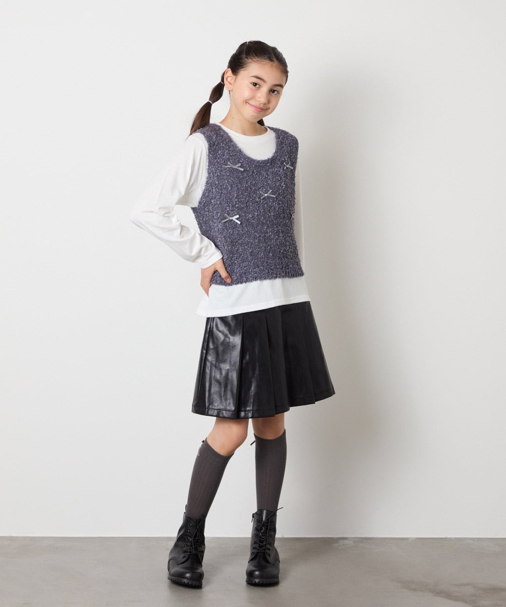 KGLAD03007 a.v.v KIDS(アー・ヴェ・ヴェ) [KIDS]リボンハイソックス ブラック