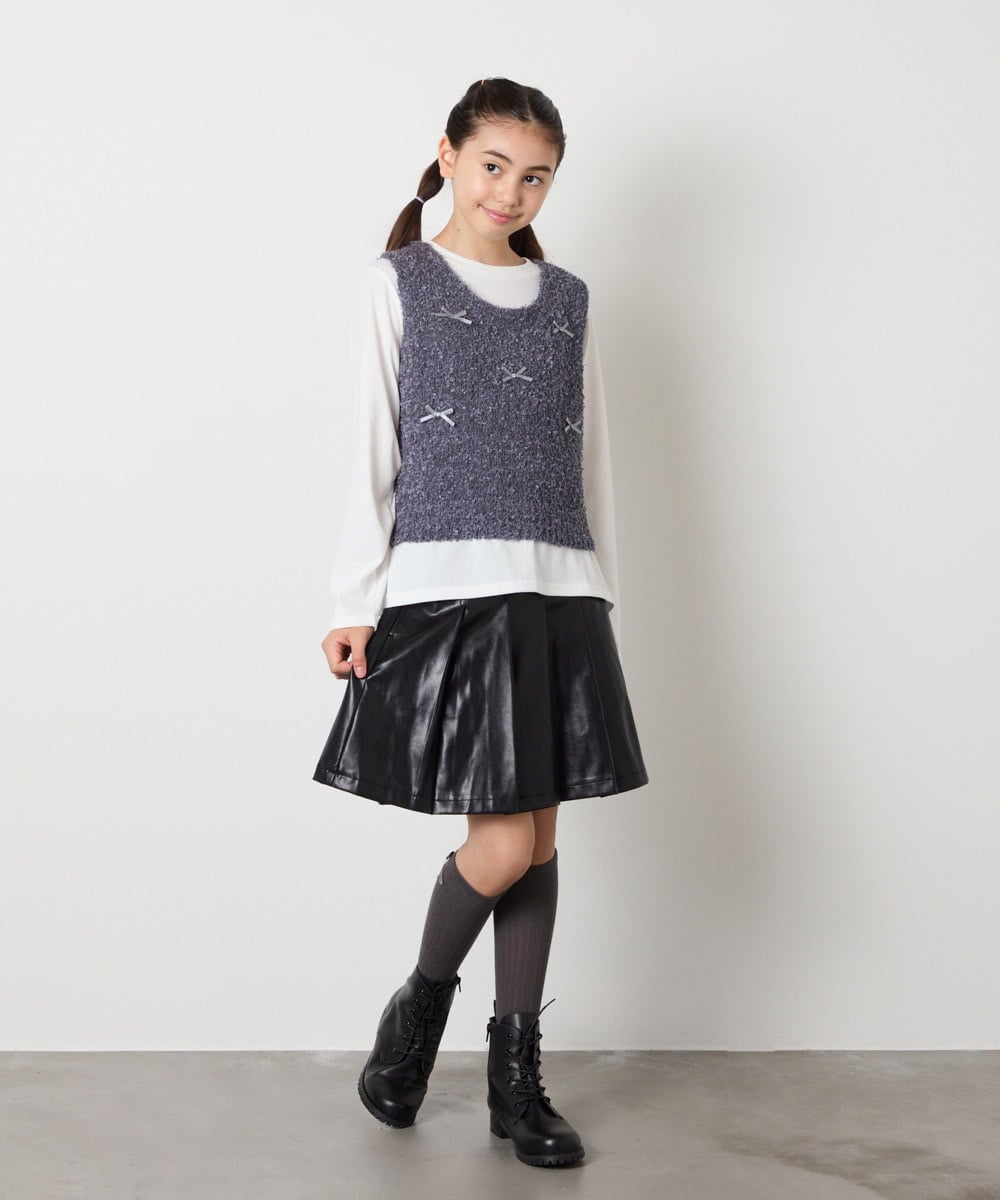 KGLAD03007 a.v.v KIDS(アー・ヴェ・ヴェ) [KIDS]リボンハイソックス ブラック