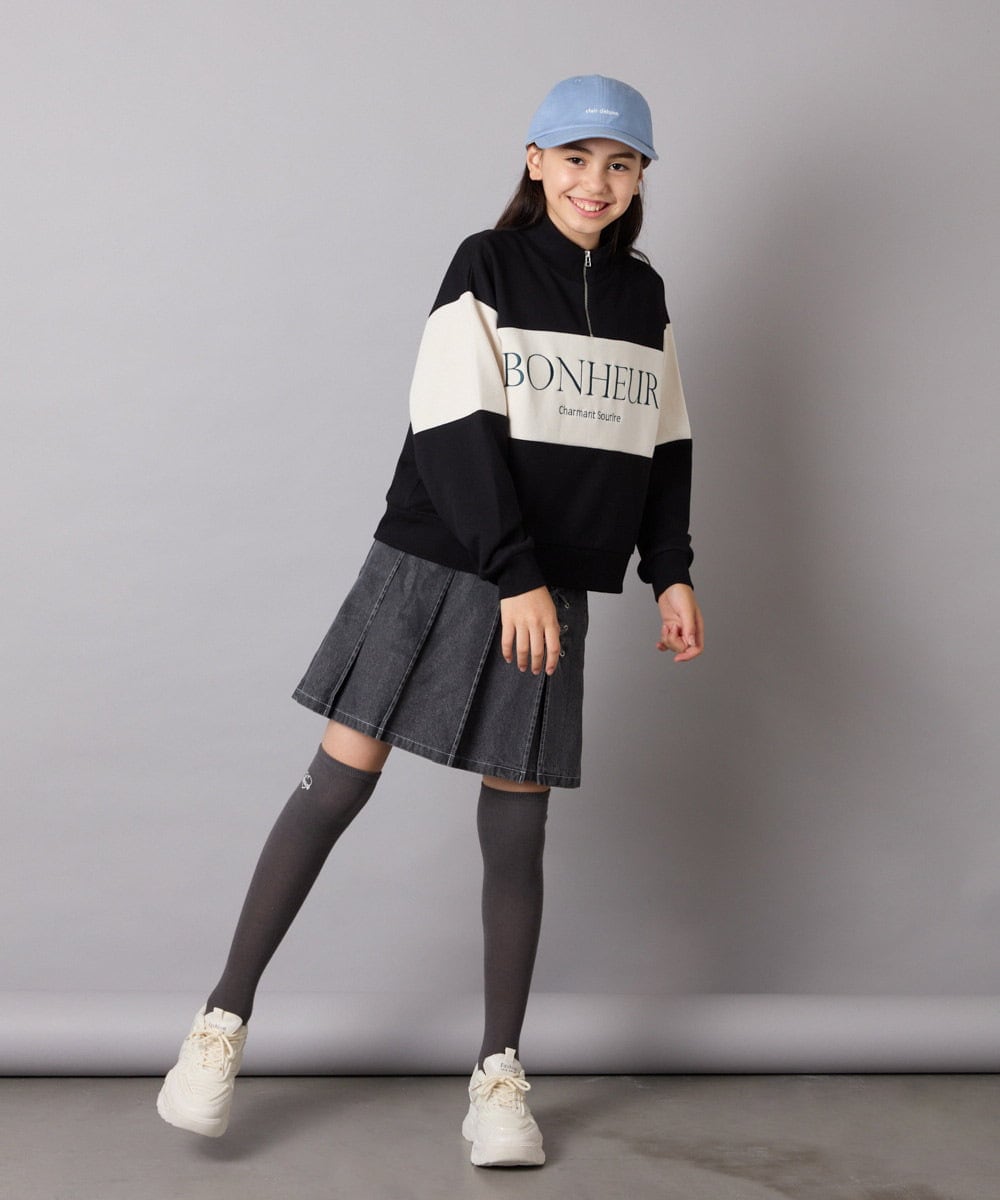 KGLAD04009 a.v.v KIDS(アー・ヴェ・ヴェ) [KIDS]ハート刺繍ニーハイソックス グレー