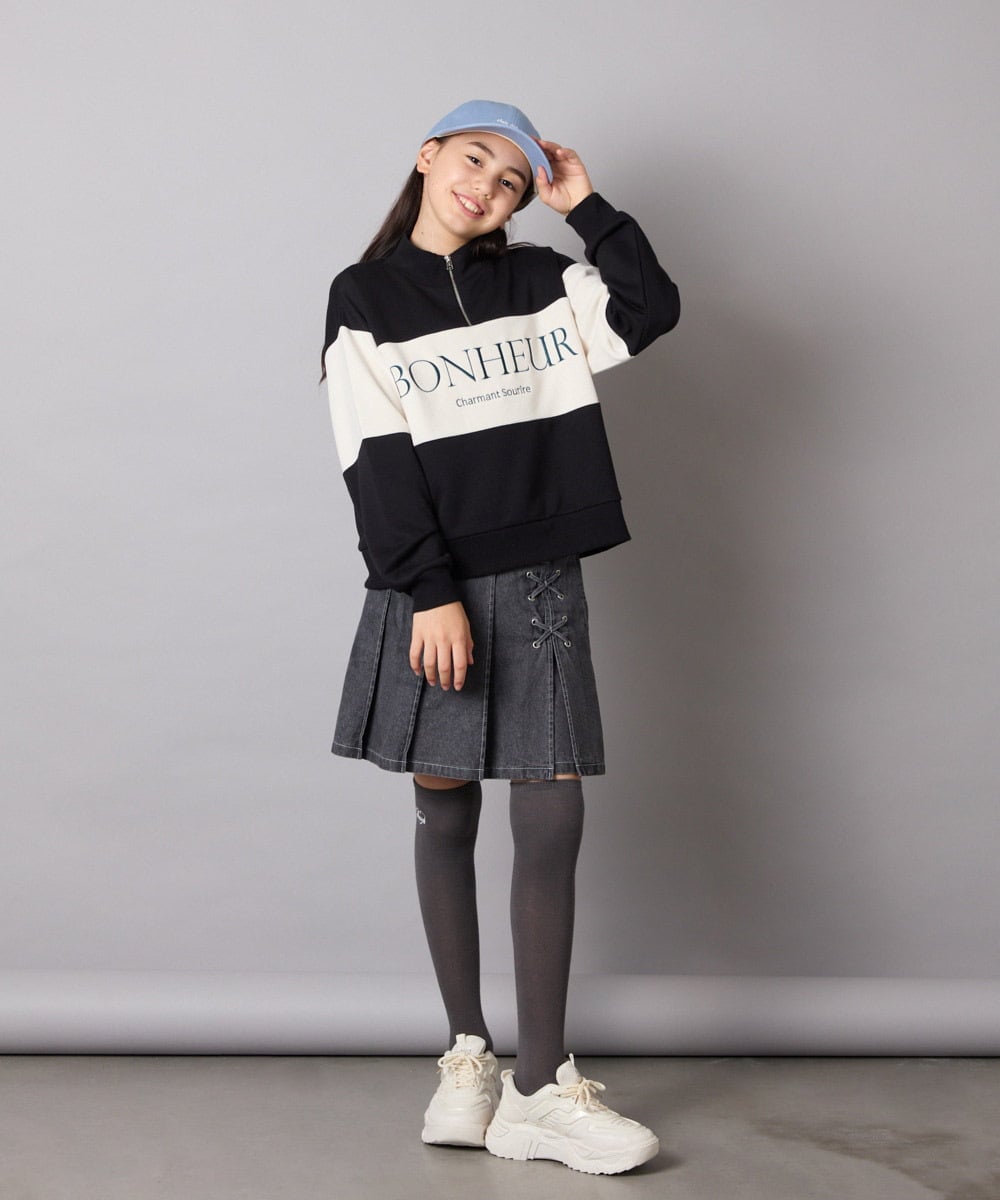 KGLAD04009 a.v.v KIDS(アー・ヴェ・ヴェ) [KIDS]ハート刺繍ニーハイソックス グレー