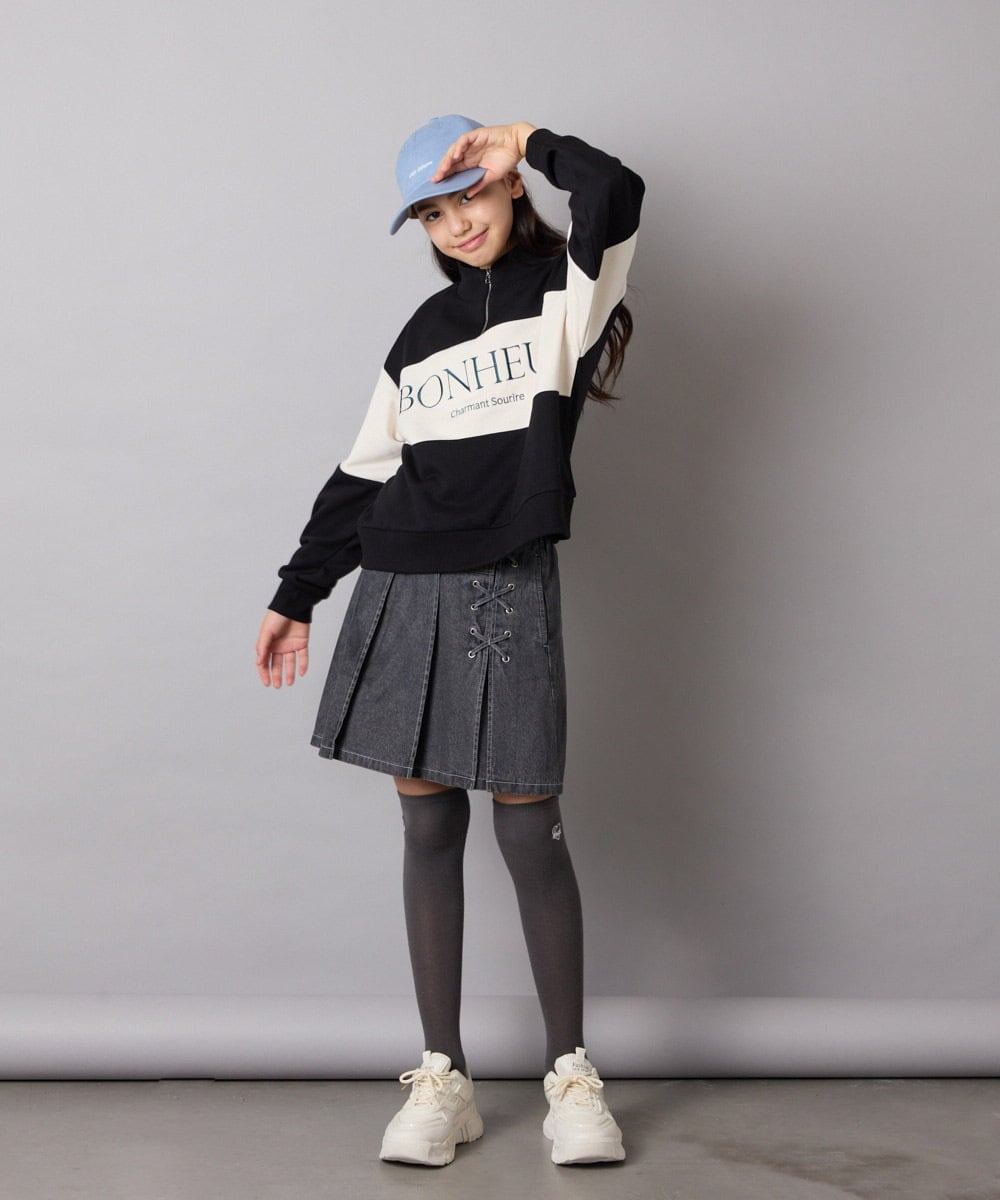 KGLAD04009 a.v.v KIDS(アー・ヴェ・ヴェ) [KIDS]ハート刺繍ニーハイソックス グレー