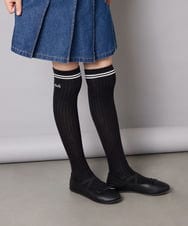 KGLAD05009 a.v.v KIDS(アー・ヴェ・ヴェ) [KIDS]【小学生人気No1】ラインニーハイソックス ブラック