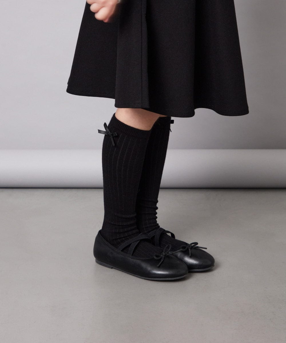 KGLAG30007 a.v.v KIDS(アー・ヴェ・ヴェ) [KIDS]【19-21/22-24cm】リボンハイソックス ブラック