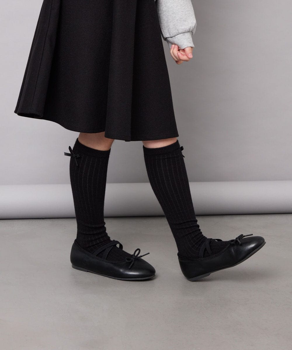 KGLAG30007 a.v.v KIDS(アー・ヴェ・ヴェ) [KIDS]【19-21/22-24cm】リボンハイソックス ブラック