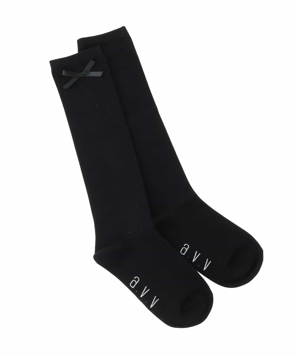 KGLAG30007 a.v.v KIDS(アー・ヴェ・ヴェ) [KIDS]【19-21/22-24cm】リボンハイソックス ブラック