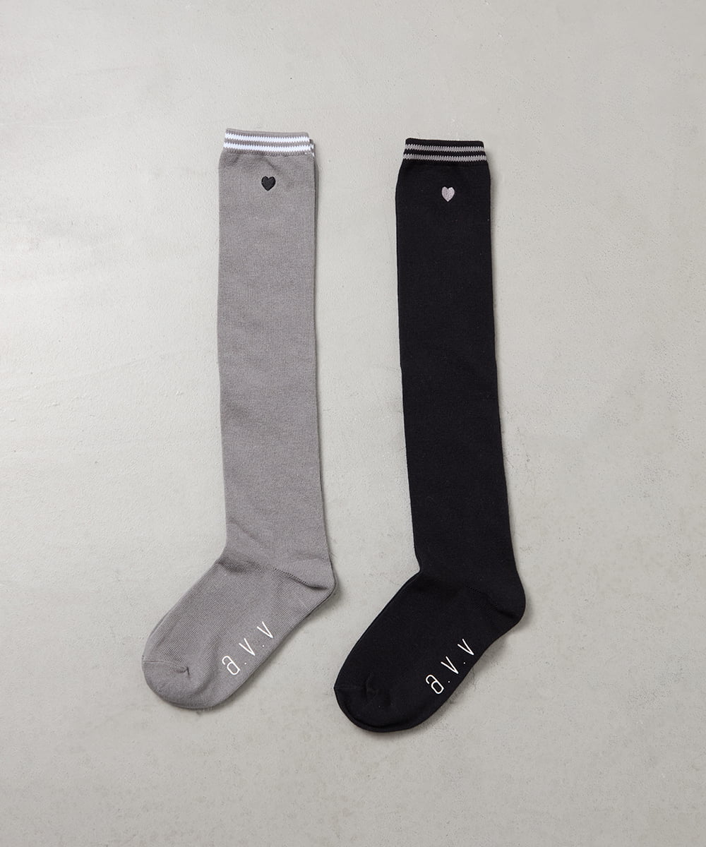 KGLAG32009 a.v.v KIDS(アー・ヴェ・ヴェ) [KIDS]【19-21/22-24cm】ラインニーハイソックス ブラック