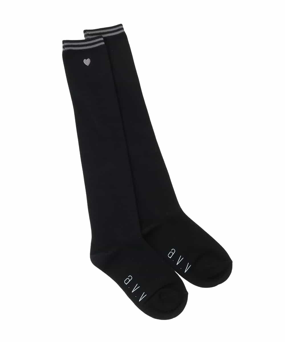 KGLAG32009 a.v.v KIDS(アー・ヴェ・ヴェ) [KIDS]【19-21/22-24cm】ラインニーハイソックス ブラック