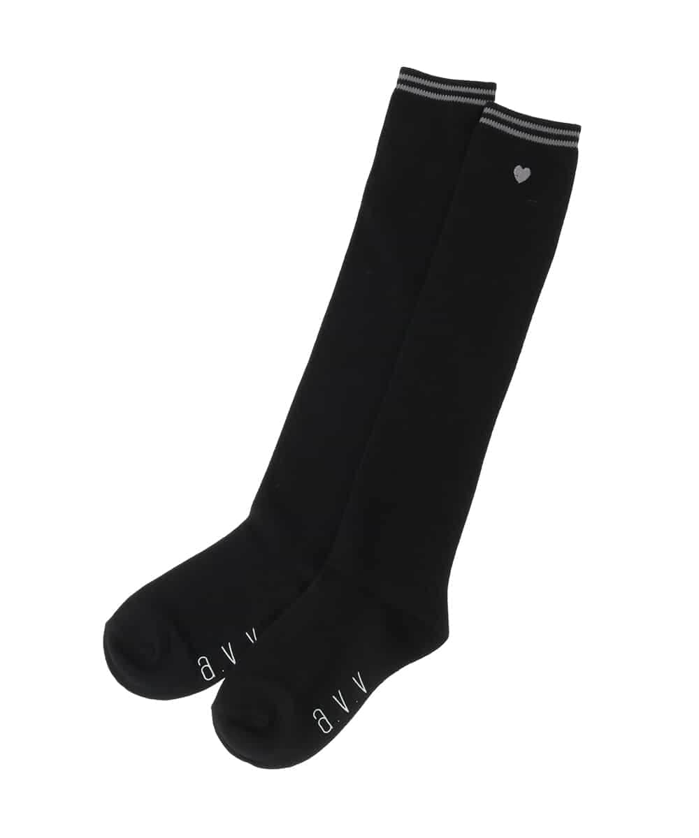 KGLAG32009 a.v.v KIDS(アー・ヴェ・ヴェ) [KIDS]【19-21/22-24cm】ラインニーハイソックス ブラック