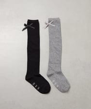 KGLAG33009 a.v.v KIDS(アー・ヴェ・ヴェ) [KIDS]【19-21/22-24cm】リボンニーハイソックス グレー