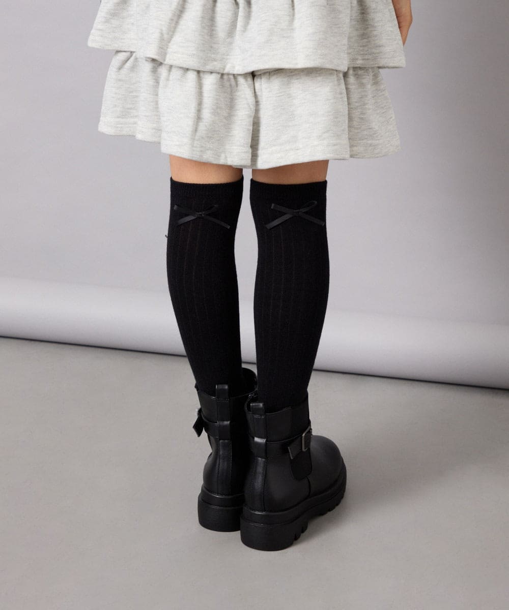 KGLAG33009 a.v.v KIDS(アー・ヴェ・ヴェ) [KIDS]【19-21/22-24cm】リボンニーハイソックス ブラック
