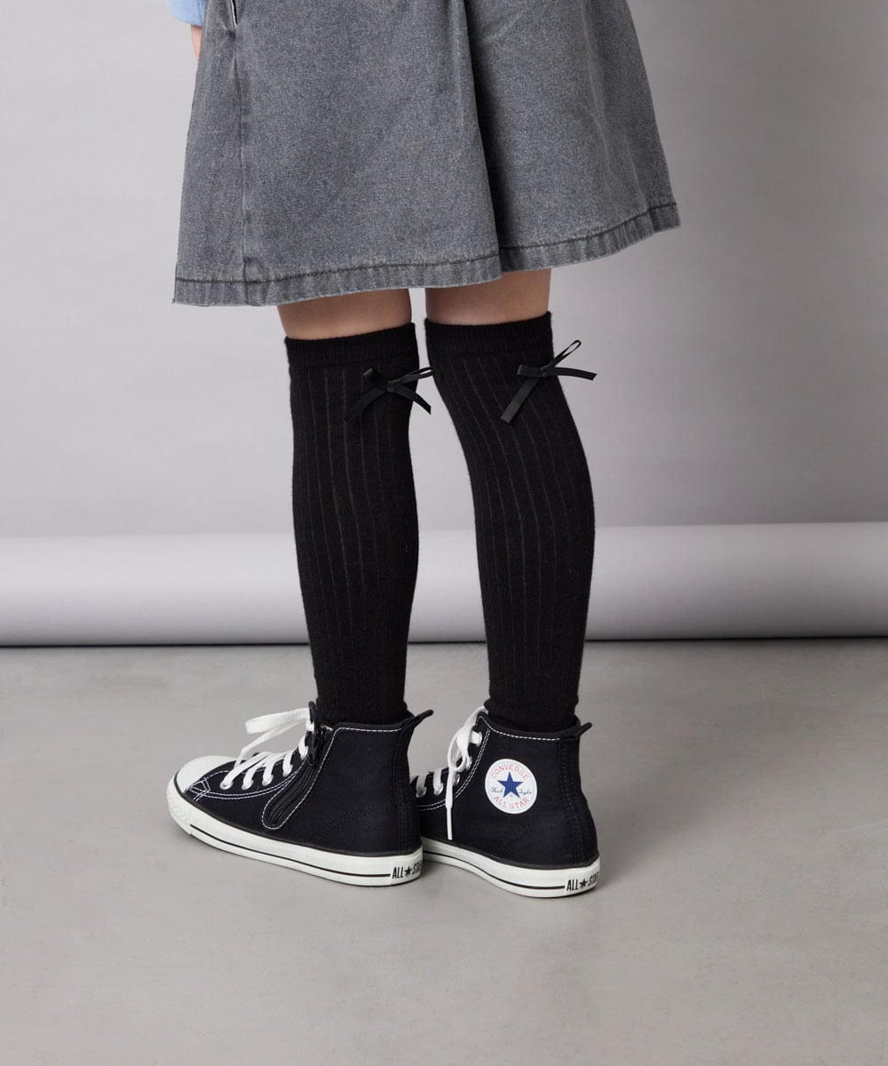 KGLAG33009 a.v.v KIDS(アー・ヴェ・ヴェ) [KIDS]【19-21/22-24cm】リボンニーハイソックス ブラック
