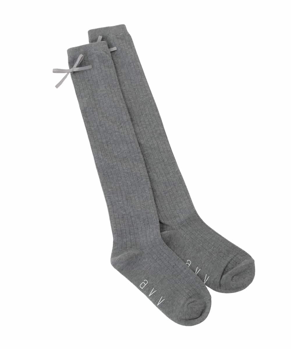 KGLAG33009 a.v.v KIDS(アー・ヴェ・ヴェ) [KIDS]【19-21/22-24cm】リボンニーハイソックス グレー