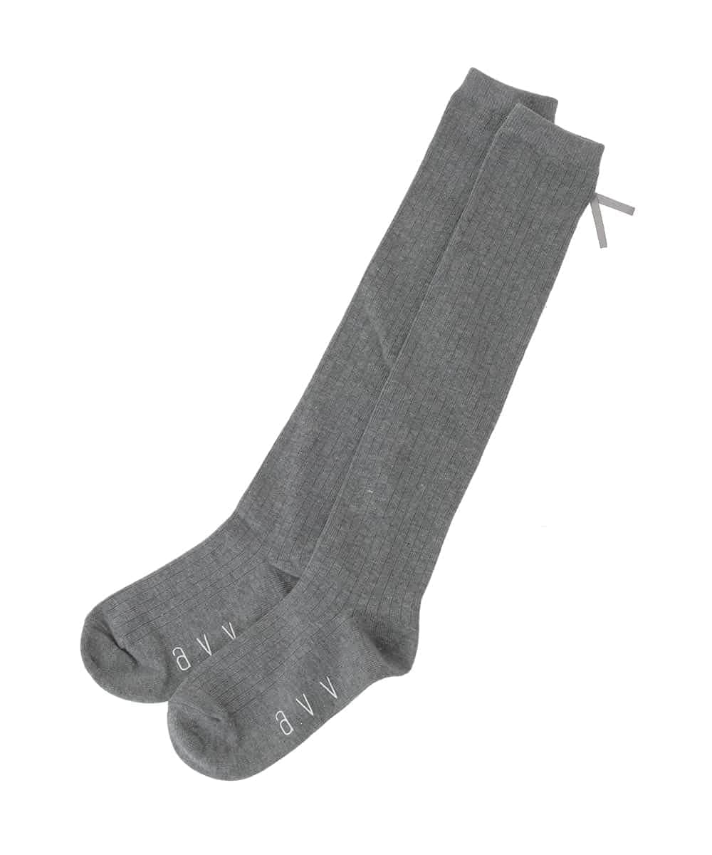 KGLAG33009 a.v.v KIDS(アー・ヴェ・ヴェ) [KIDS]【19-21/22-24cm】リボンニーハイソックス グレー