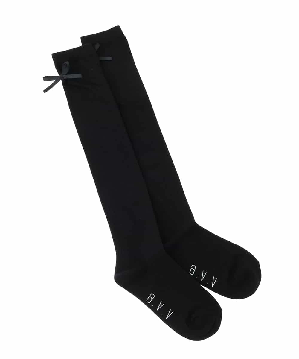 KGLAG33009 a.v.v KIDS(アー・ヴェ・ヴェ) [KIDS]【19-21/22-24cm】リボンニーハイソックス ブラック