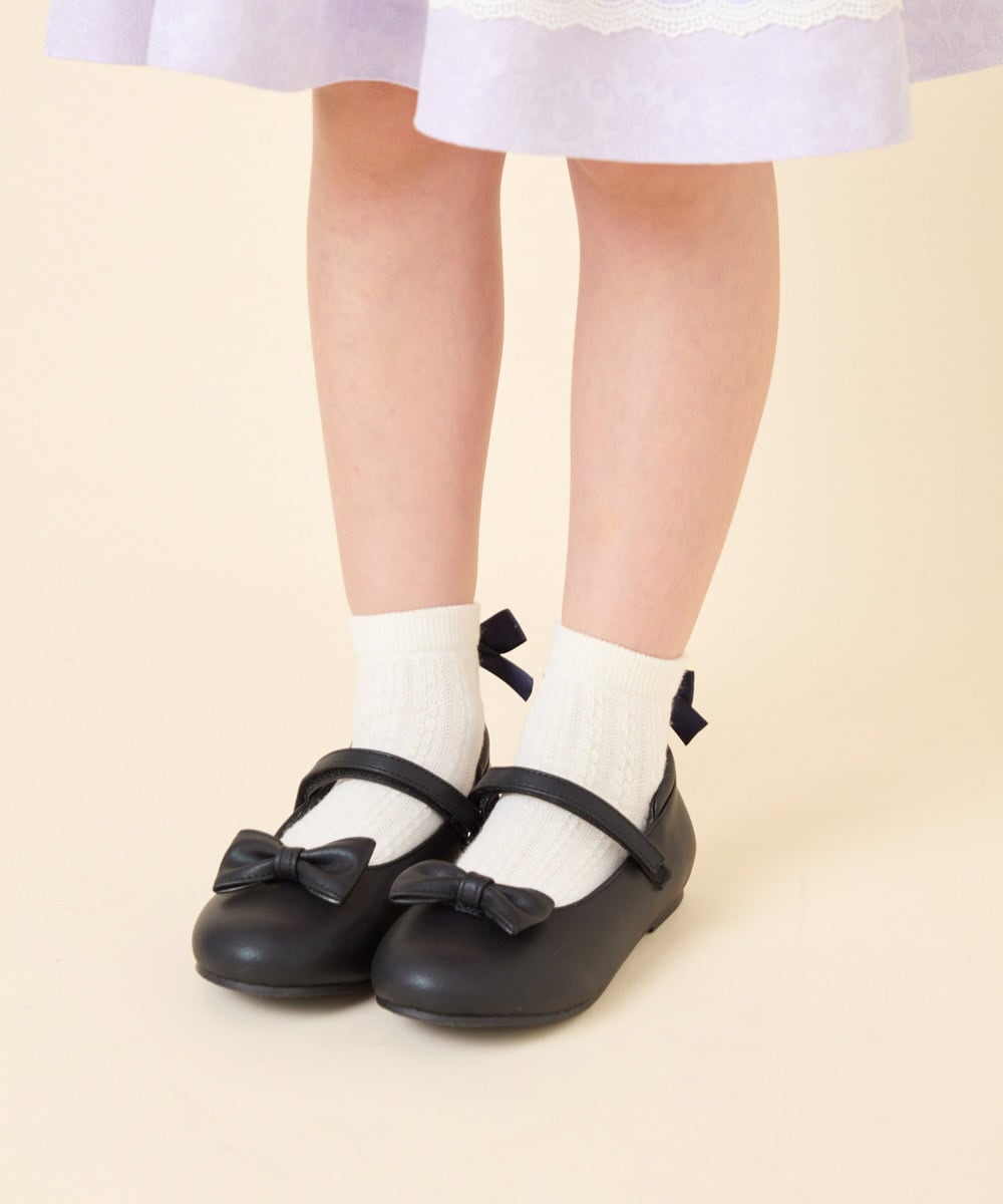 KGLAG38009 a.v.v KIDS(アー・ヴェ・ヴェ) [16-18cm/19-21cm]【セレモニー】リボン付きショートソックス ホワイト