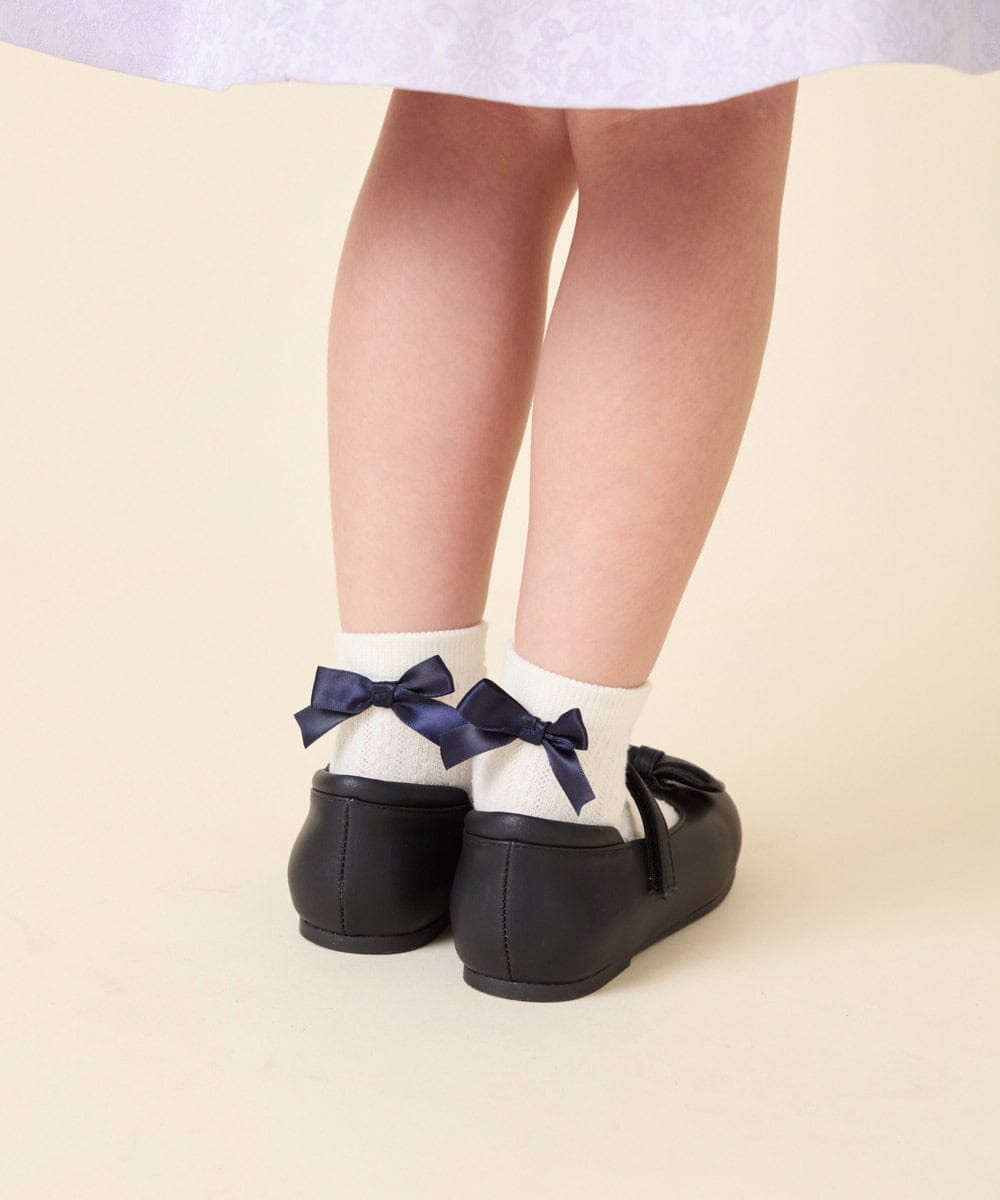 KGLAG38009 a.v.v KIDS(アー・ヴェ・ヴェ) [16-18cm/19-21cm]【セレモニー】リボン付きショートソックス ホワイト