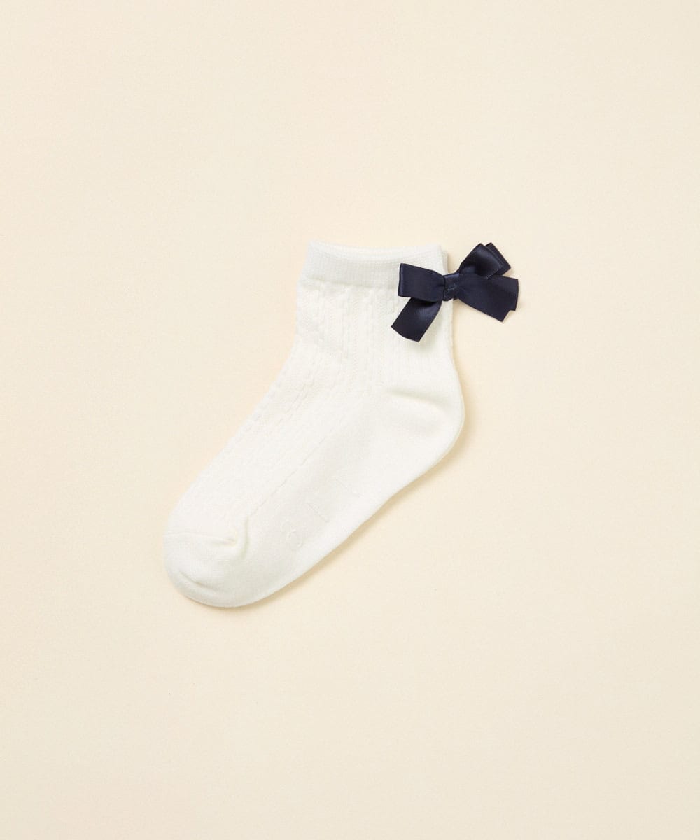 KGLAG38009 a.v.v KIDS(アー・ヴェ・ヴェ) [16-18cm/19-21cm]【セレモニー】リボン付きショートソックス ホワイト