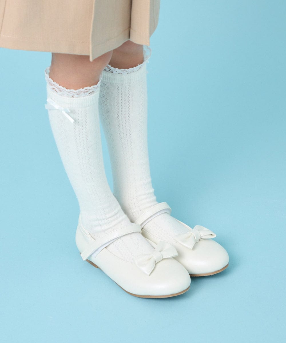 KGLAG40014 a.v.v KIDS(アー・ヴェ・ヴェ) [16-18cm/19-21cm]【セレモニー】フリルリボンハイソックス ホワイト