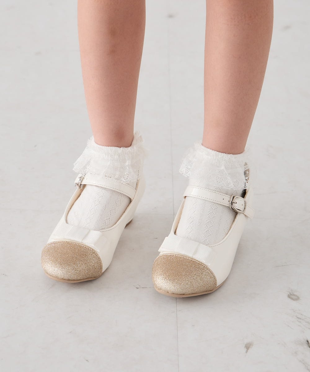 KGLCD01009 a.v.v KIDS(アー・ヴェ・ヴェ) [KIDS]レース付きショートソックス ホワイト