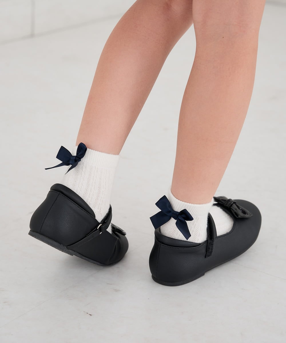 KGLCD02009 a.v.v KIDS(アー・ヴェ・ヴェ) [KIDS]リボン付きショートソックス ホワイト