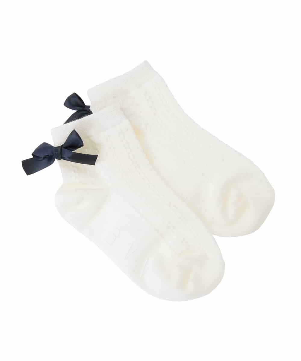 KGLCD02009 a.v.v KIDS(アー・ヴェ・ヴェ) [16-18cm/19-21cm]【セレモニー】リボン付きショートソックス ホワイト